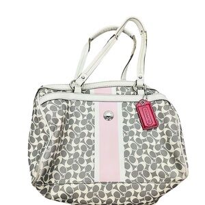 Coach Vintage Y2K Gray and White Monogram Triple Compartment C Canvas